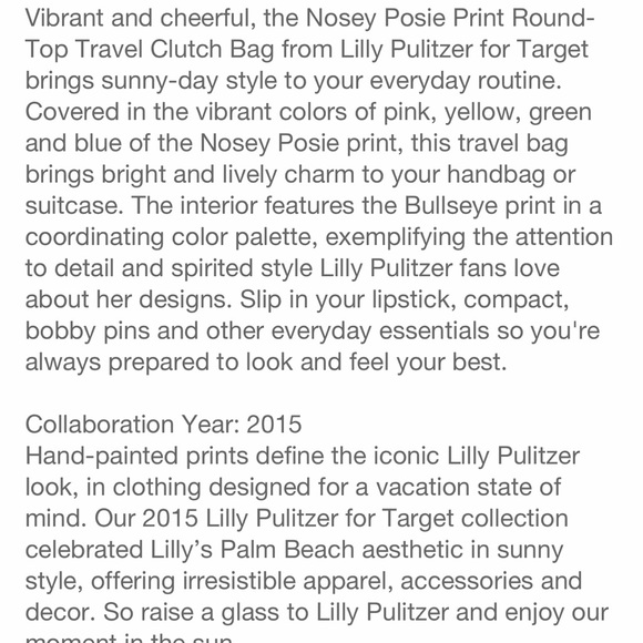 LILLY PULITZER TRAVEL CLUTCH BAG Nosey Posie Print 🌸🌺 - Picture 6 of 8